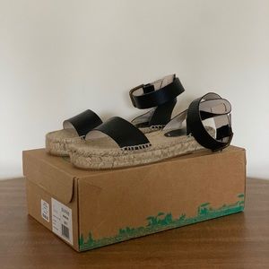 Soludos Black Leather Platform Sandals (Brand New)